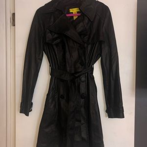 catherine malandrino long black leather jacket